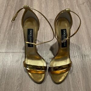 Dolce & Gabbana Mirrored-effect calfskin sandals.